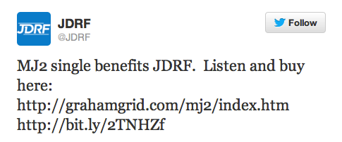 JDRF: MJ2 Single Benefits JDRF (tweet)